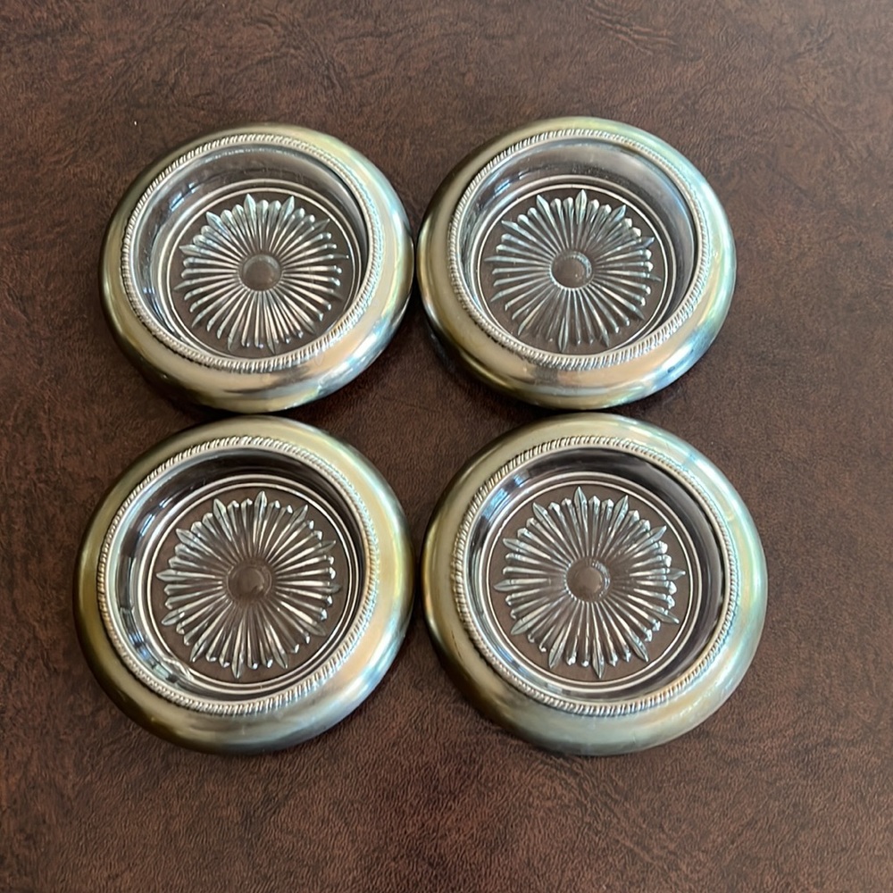 Leonard Silverplate glass coasters - Picture 2 of 2